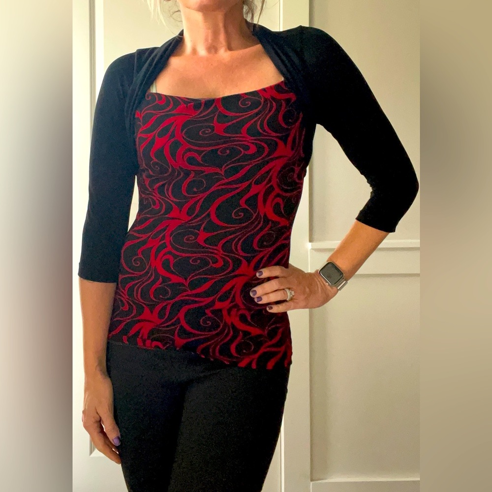 JUDY KNAPP Women’s Blouse/Shirt|Size S|Red&Black|Worn 3x